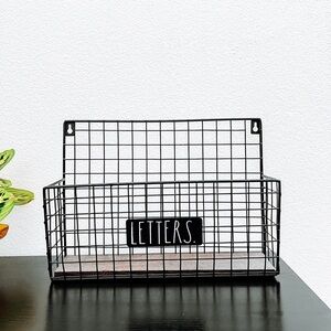 Rae Dunn Farmhouse Rustic Wire Letter Holder with Letters Print Basket